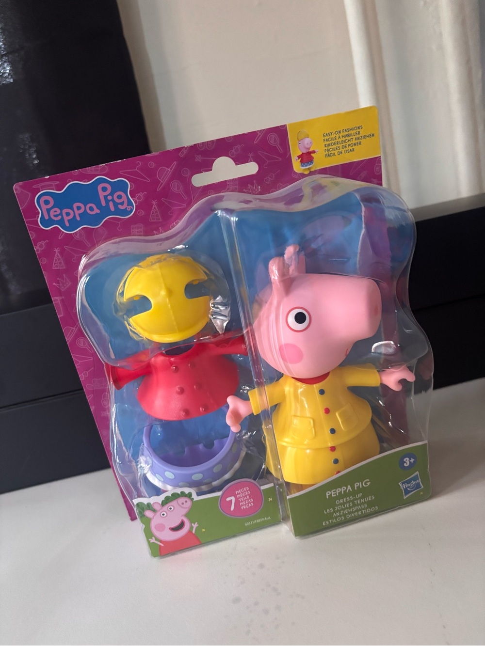 Peppa Pig Yellow Raincoat Figure with Red Outfit and Pink Head